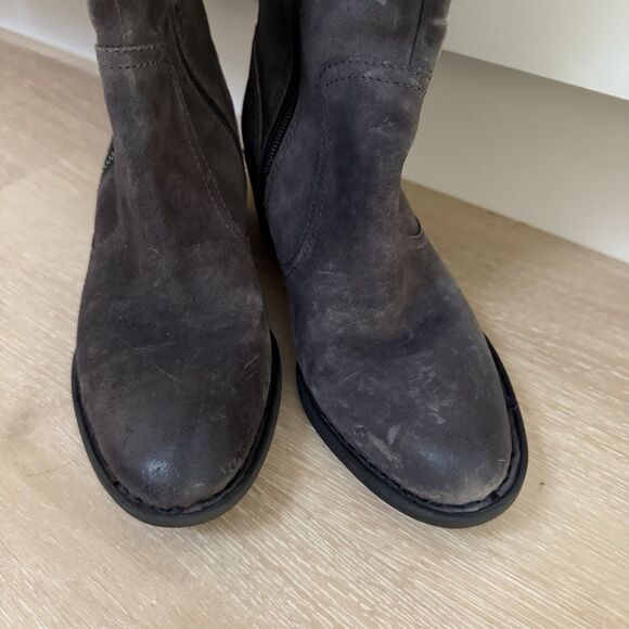 NEW Born Fannar Leather Suede Gray Knee High Tall Wide Calf Boot Sz 6 M $240 - Picture 2 of 11